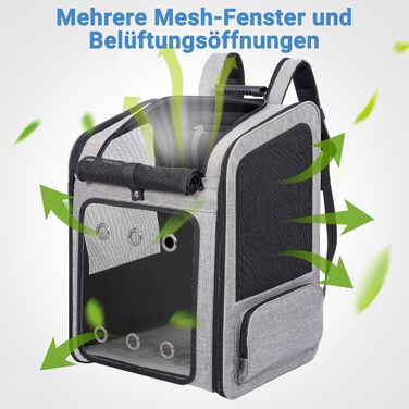 Транспортна переноска для собак та котів великого розміру з колесами, складана, рюкзак для собак до 15 кг, з прозорим вікном, сірого кольору