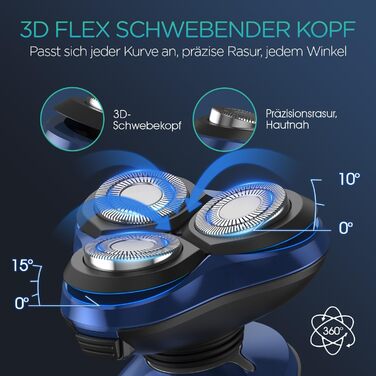 Електричний чоловічий бритва VOYOR TX410: ротаційний, мокрий/сухий, LCD, для подорожей (синій)