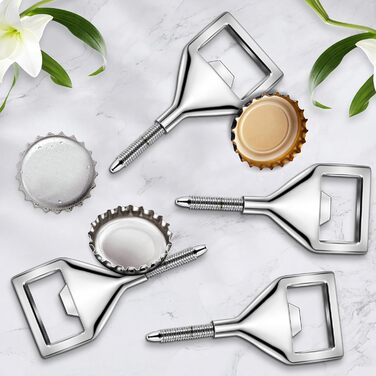 Pyatofyy 15Pcs Bottle Opener Blanks Metal Bottle Opener Inserts Set Threaded Beer Bottle Opener, Bottle Opener for Home Bar Outdoor Men(Silver)