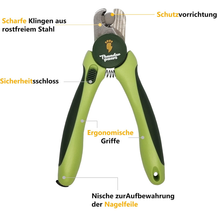 Професійна кусачка для собак з захистом, замком безпеки та пилочкою для нігтів (середня-велика, зелена)