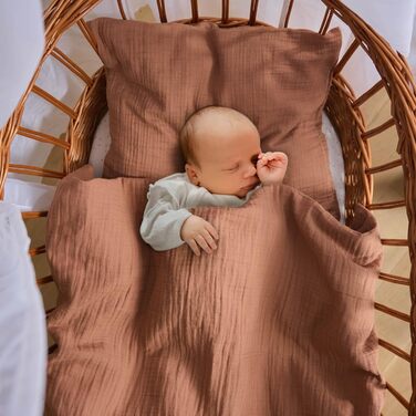 Бетлічна постільна білизна Laleni з бавовняного мусліну 80x80 + наволочка 35x40 см - комплект сертифікований Oeko-TEX, літня, колір мідний