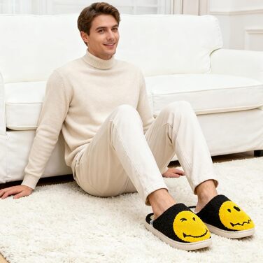 Чоловічі домашні тапочки Smilley з плюшу, Memory Foam, теплі зимові тапочки для дому (40/41 EU, чорний)