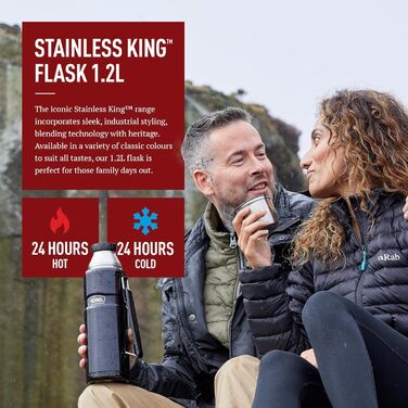 King Stainless Steel Flask with Handle - 1.2L / 1200ml - Cranberry Red