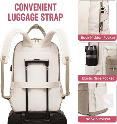 LOVEVOOK Рюкзак для жінок, 17 дюймів, рюкзак для школи, рюкзак для підліток з відділенням для ноутбука, водонепроникний рюкзак для подорожей, роботи, навчання, Khaki Beige, 17.3 дюймів