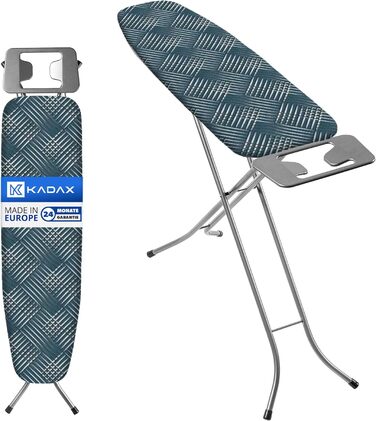 Прасувальна дошка KADAX 110x30 см з регулюванням висоти, з термостійкою підставкою для праски, міцна, Made in EU (зелений каро)