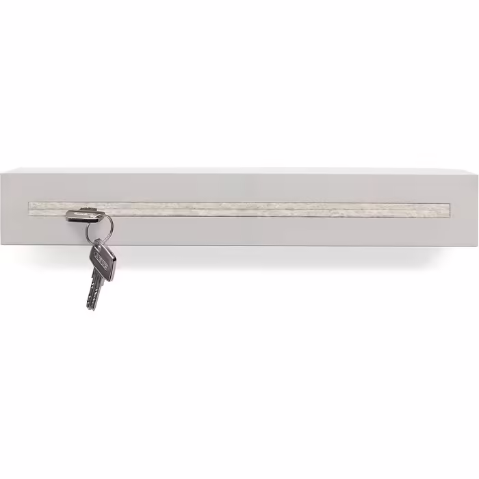 Ключниця з полицею Buchenbusch Urban Design з бетону 'Light Edition', 33x6x5 см, настінна ключниця для передпокою, біло-мармурова