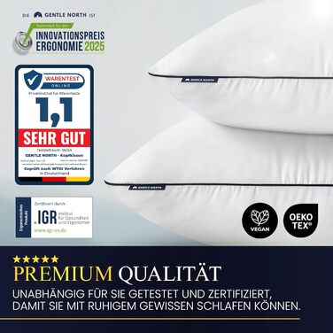 Gentle North High-Quality Hotel-Style Pillowcases (80x80 cm) - 2-Pack Fluffy, Ergonomic Sleep Pillows (Ökotex 100 Certified) - With Zipper - Washable up to 60° 2x | 80x80