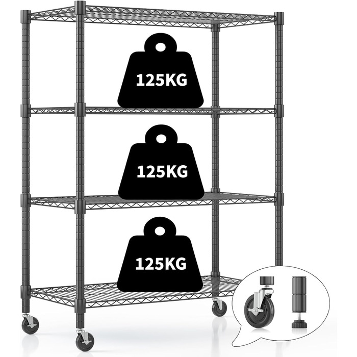 Himimi 5-Tier Rolling Wire Shelving Unit