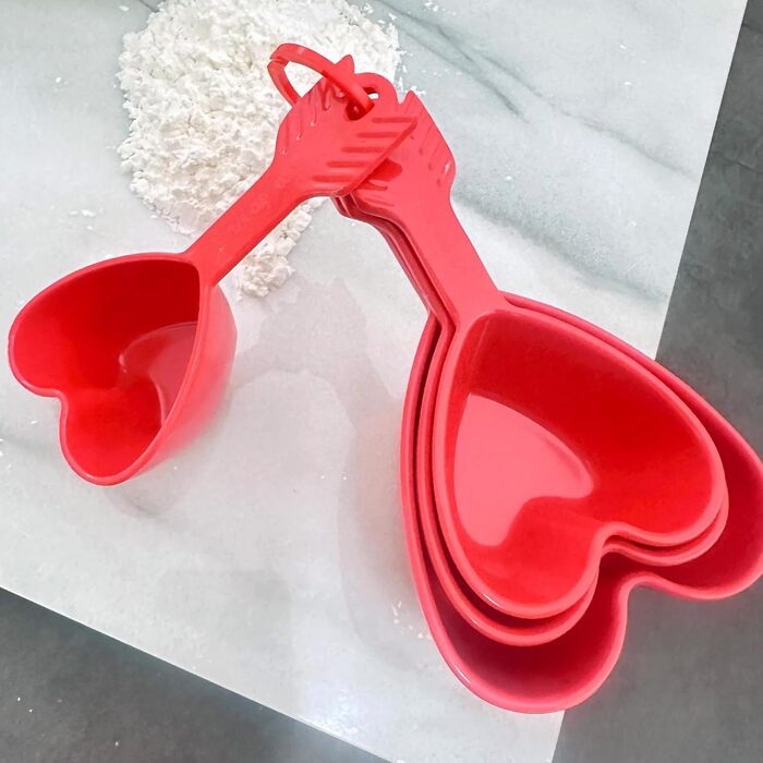 Supreme Housewares Heart Measuring Cups and Spoons Set for Indoor and Outdoor Use, Party, Wedding, Birthday, Valentine's Day, and Everyday Use