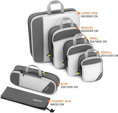 Органайзери для валізи Gonex (6 шт.) - набір кубиків для пакування, зелені