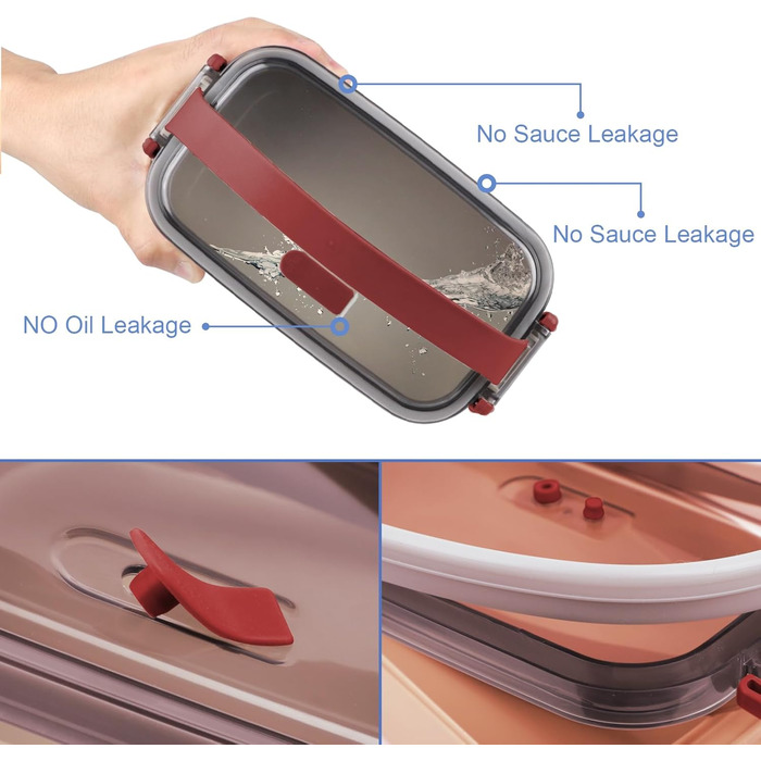 Ланчбокс Brotdose на 3 секції, 2200 мл, з посудом, без BPA, для дорослих, мікрохвильова піч, бежевий