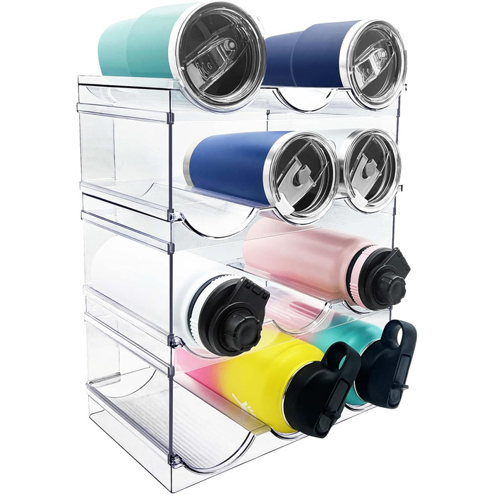 4-Piece Stackable Bottle Rack, Plastic Bottle Holder for Refrigerator, Cabinet, Kitchen Organizer Storage & Organization, Wine Bottle Kitchen Cabinet Storage