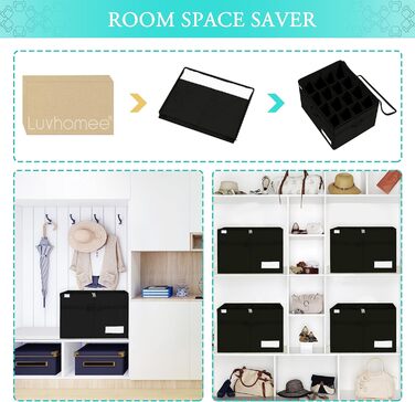 Shoe Organizer for Closet, Fits 16 Pairs, Large Shoe Cabinet, Shoe Box with Transparent Lid, Sturdy Storage Box for Shoe Storage, Space-Saving Shoe Rack with Handles, Black