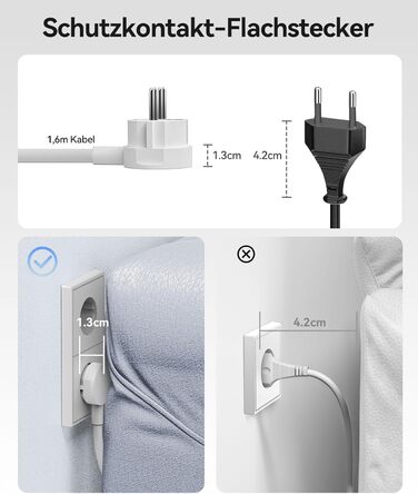 Мережевий адаптер ORICO 25W GaN 6-в-1 білий з 2 розетками AC, 4 USB (2 USB-C PD), кабелем 1.6м, 2500W для дому/офісу