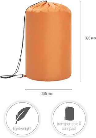 Paco Home Sleeping Bag - Washable, Breathable, Adult & Kids - Summer/Winter Camping & Travel (Orange, 220x70x6cm)