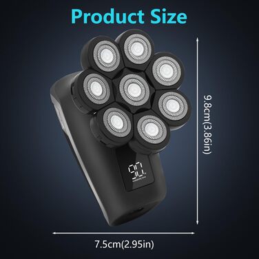 Електричний голчастий бритва OFFCUP для чоловіків, водонепроникний IPX6, з 9D головкою, LED дисплеєм та тримером для носа (5 в 1)