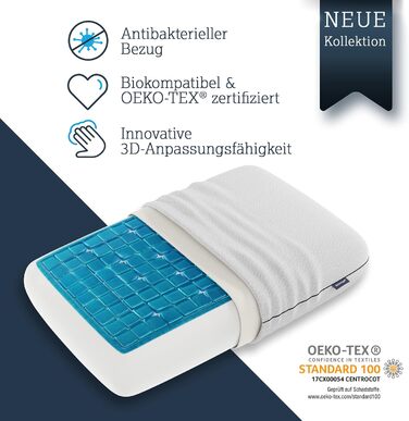 Technogel New Generation Original Deluxe Orthopedic Neck Support Pillow Antibacterial, Cervical Gel Pillow for Back & Side Sleepers incl. Pillowcase