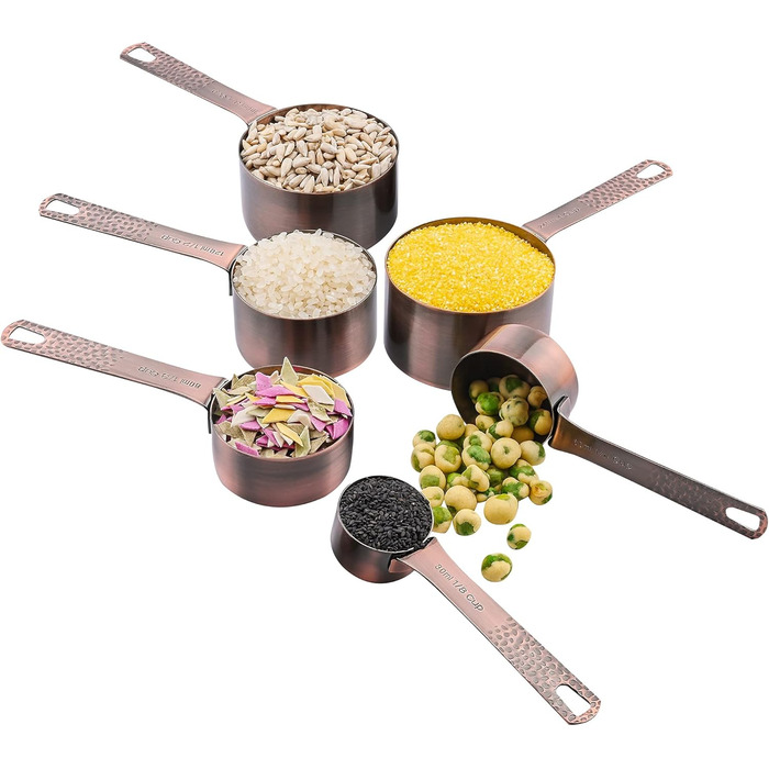Smithcraft Measuring Cup and Spoon Set made of 18/8 Stainless Steel (Copper, 6 Cups + 7 Spoons + 2 Rings + 1 Level).