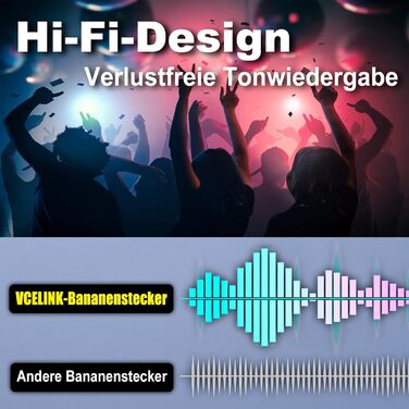 Позолочені бананові роз'єми VCELINK для акустичних кабелів 24K, 0.75-4 мм (12 шт / 6 пар) для підсилювачів, HiFi колонок та AV-ресиверів