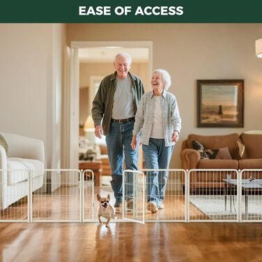 Кія Pawadise: вольєр для собак з акрилу та металевої сітки, 61 см, 8 панелей, білий, для цуценят та маленьких собак, міцний, патентований