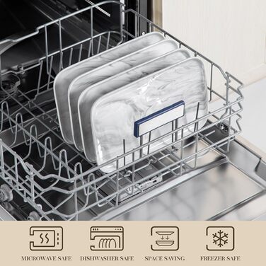 Сервірна таця MALACASA з порцеляни, набір 4 шт. прямокутна, 25 x 14 см, білий мармуровий колір. Ідеально для буфетів, суші, закусок та тортів вдома та в ресторані.