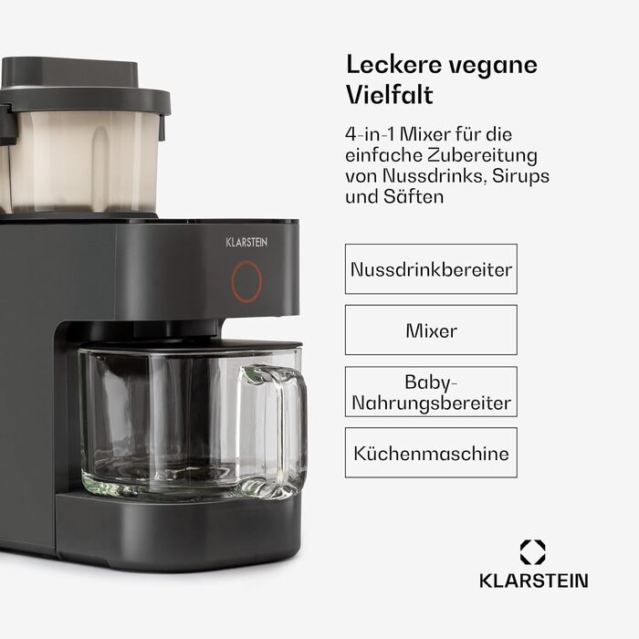 Klarstein Standmixer: Потужний міксер з 1250 Вт, 30 000 об/хв, сенсорний екран, чорний