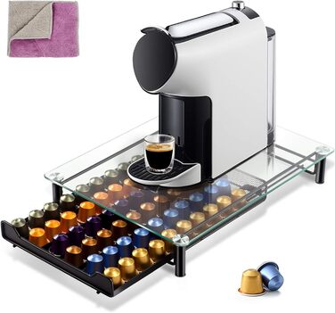 Тримач для капсул Nespresso MASTERTOP - органайзер для 60 капсул, скло, з мікрофіброю