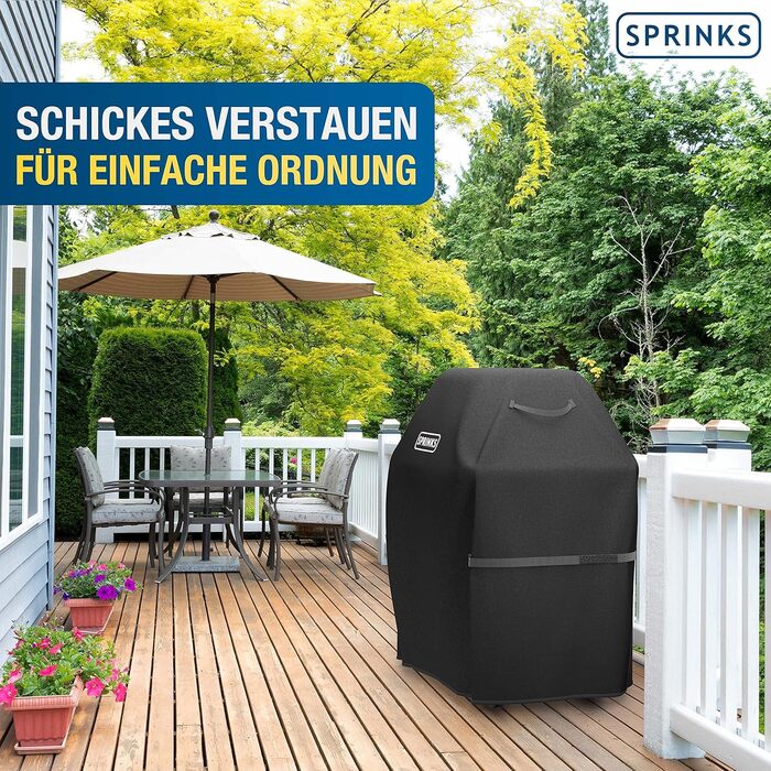 Водонепроникний чохол SPRINKS® для газового гриля 77x67x110 см, оксфорд 600D, чорний, з ручками – захисна накривка для Weber, Napoleon, Enders