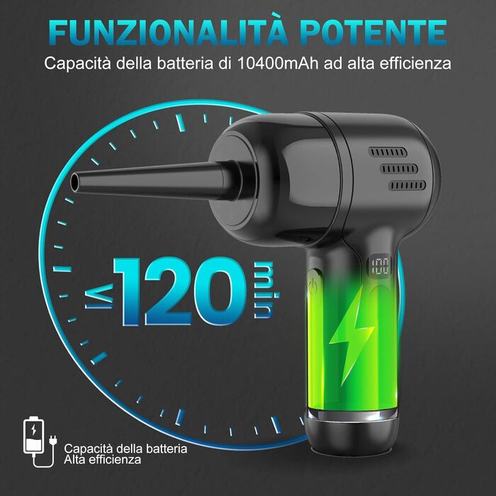 Бездротовий пилосос для клавіатури ULTRONICS X3 Gang-165000 PRM з компресованою повітрям, акумулятор 10400mAh, Type-C, для ноутбуків, електроніки та дому