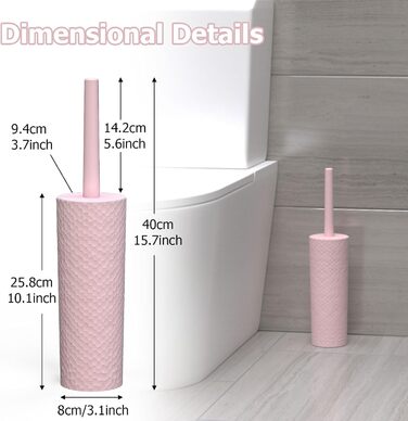 Набір для чищення унітазу Rose: 2 шт. щітки з зручним пластиковим руків'ям та м'якою щетиною, 4 насадки, ергономічний дизайн, для ванної кімнати та туалету