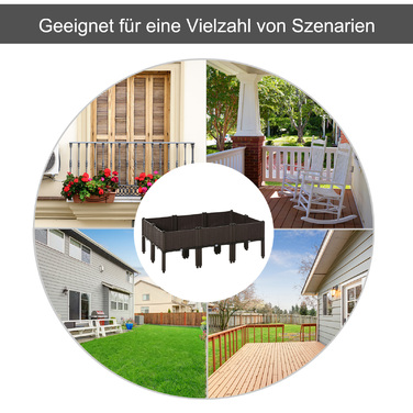 Outsunny Raised Garden Bed 6-Piece Planter Box Rattan-Look with Drainage Holes DIY Brown 40x40x44cm for Garden & Balcony