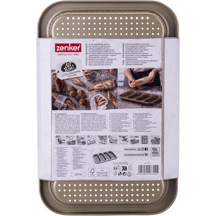 Форма для міні-багетів Zenker 4 шт, антипригарна, до 230°C, золота