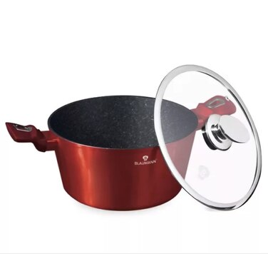Ексклюзивна каструля Blaumann Metallic Line Burgundy 4л з кришкою