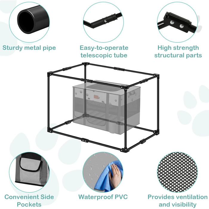 Переносний вольєр для собак та котів, переносна клітка-вітрина для тварин, сірий, Medium (76x53x53 см)