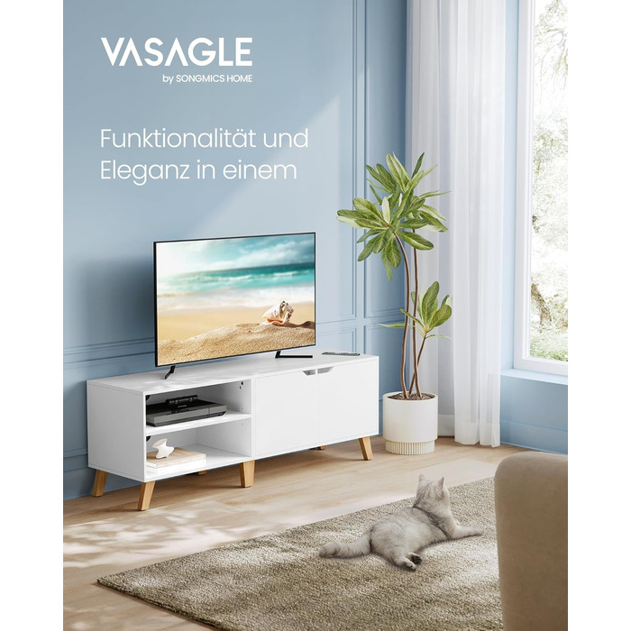 VASAGLE ТВ-тумба 140 см, біла, для телевізора до 60