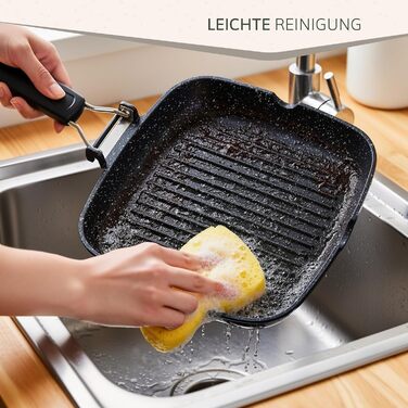 Гриль-сковорода Brieve Black Titanium індукційна, алюмінієва, з антипригарним покриттям, складана, 20x20 см