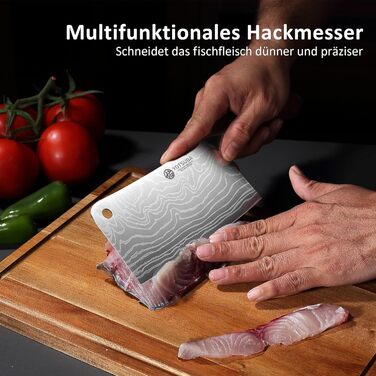 Кухонний ніж YOTSUBA Hackmesser 18 см: професійний кухонний тесак для м'яса та овочів з ергономічною ручкою Pakkawood