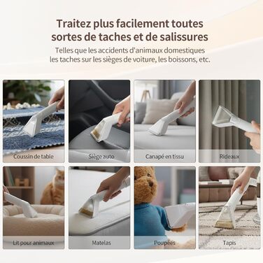 COCEAN Вакуумний пилосос для килимів та м'яких меблів | Комбінований килимовий та м'який пилосос | Мокрий/сухий пилосос з потужним всмоктуванням | Ідеально підходить для дивану та авто, колір Milky White