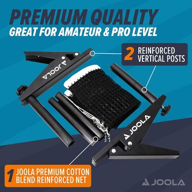 JOOLA Premium Portable Table Tennis Net and Posts Set - Regulation Size, Ping Pong, with Spring Clip