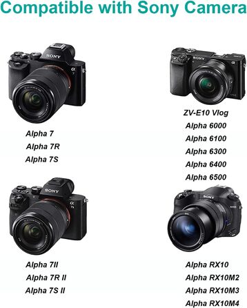 Акумулятор NP-FW50 Hisewen (2 шт.) та подвійний USB зарядний пристрій для Sony ZV-E10, A6000, A6100, A6300, A6400, A6500, A7, A7 II, A7S, A7S II, A7R, A7R II, NEX-7, NEX-6