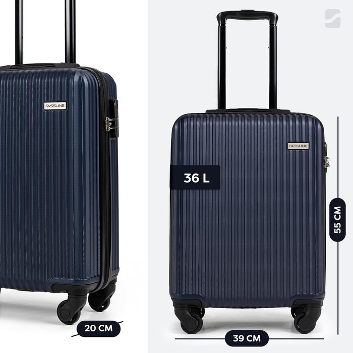Набір валіз 3 шт: ручна, середнього та великого розміру. Чохол з ABS-пластику, 4 колеса, кодовий замок, телескопічна ручка. Набір валіз (малий + середній + великий). Колір: темно-синій, ручна валіза (M)