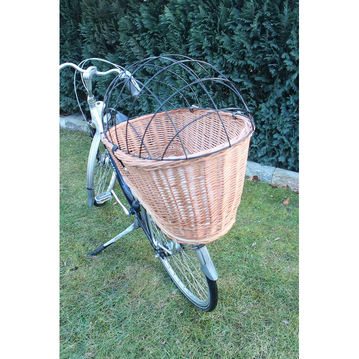 Кошик для велосипеда на багажник для собак, плетіння з лози з металевою сіткою та подушкою, XL або XXL. Кошик для багажника (XXL з подушкою)