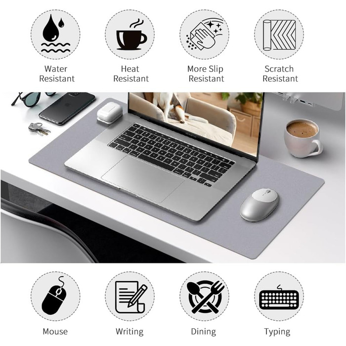 Килимок для столу Niviy з екошкіри XXL, 80x40 см: антиковзаючий, водонепроникний, для офісу та дому