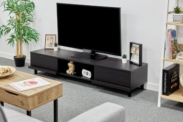 Iris Ohyama TV Furniture, TV Cabinet, TV Stand, TV Mount for screens up to 43 inches, 4 shelves, Extendable, Contemporary, Bedroom, Living Room - TV Cabinet - SAB-100 - White Oak (Black Oak, TV size up to 65 inches, With drawers)