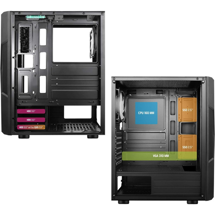 Комп'ютерний корпус Spirit of Gamer Gamer Clone III з RGB підсвічуванням - ATX/mATX/ITX Tower з металевою передньою панеллю та скляною бічною панеллю