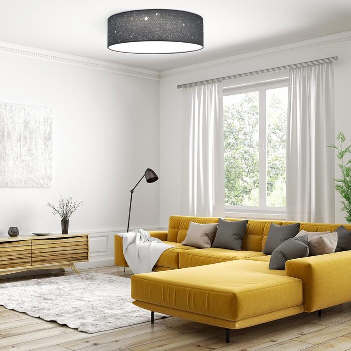Navaris LED Ceiling Light 40cm - Dimmable, Color Temperature Change, Remote Control - 22W Dark Grey Starry Sky - Living Room Lamp, Bedroom Ceiling Lamp, Children's Room Lamp, Ceiling