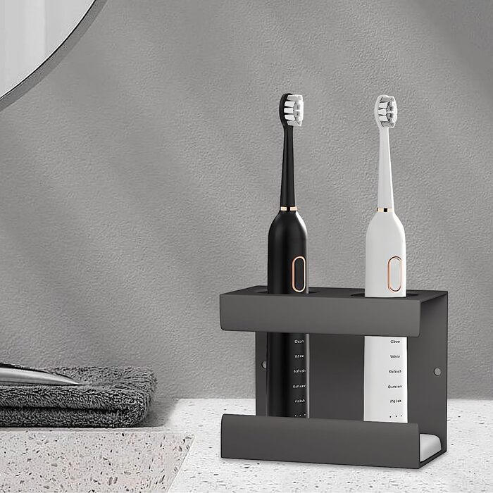 LeapBeast 2-Hole Toothbrush Holder 11x8 cm Gray