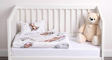 Комплект постільної білизни для дитячого ліжечка: комплект постільної білизни для малюків, постільна білизна для дитячого ліжечка 100x135 см + наволочка 40x60 см з бавовни, сертифікат Öko-Tex Standard, для хлопчиків та дівчаток (ведмедик Тіша)