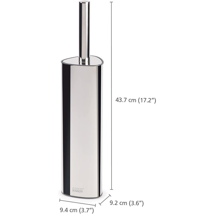 Joseph Joseph Flex 360 Luxury Toilet Brush and Holder Set with Drip-Free, Blockage-Free, Interchangeable Triple-Action Brush Head - Stainless Steel