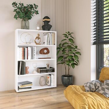 Білий книжковий стелаж KOMTO Regal 80 см, 3 рівні, регульовані полиці, універсальна книжкова шафа для зберігання, 80x90x24 см